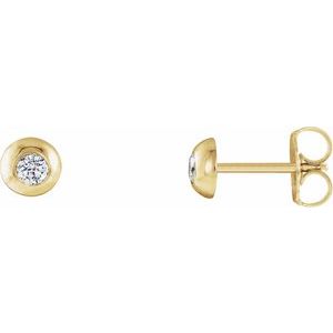 1/8 Ctw Natural Diamond Domed Stud Earrings With Backs