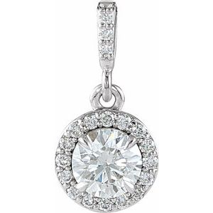 14K White 1/2 CTW Natural Diamond Halo-Style Pendant