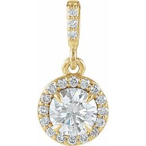 14K Yellow 1/2 CTW Natural Diamond Halo-Style Pendant