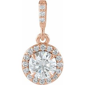 14K Rose 1/2 CTW Natural Diamond Halo-Style Pendant