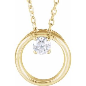 14K Yellow 1/10 CT Natural Diamond Circle 16-18″ Necklace