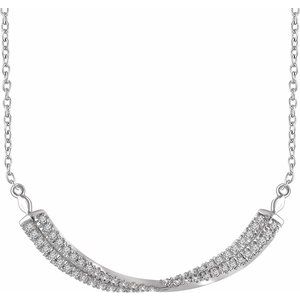 1/4 Ctw Natural Diamond Twisted Bar Necklace