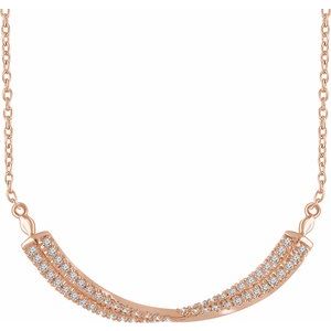 1/4 Ctw Natural Diamond Twisted Bar Necklace