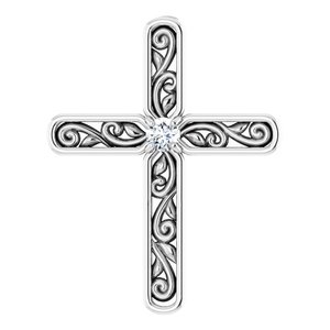 .03 Ctw Natural Diamond Cross Pendant