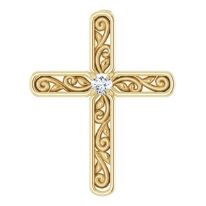 .03 Ctw Natural Diamond Cross Pendant