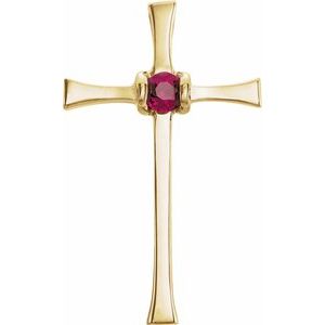 Natural Ruby Cross Pendant