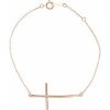 14K Rose Natural Aquamarine Sideways Cross 7-8″ Bracelet