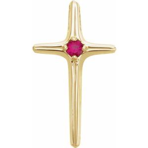 Natural Ruby Cross Pendant