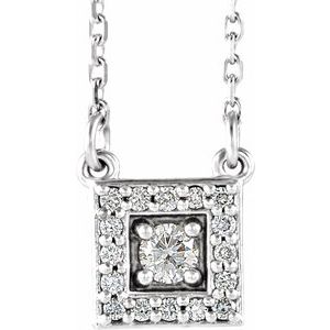 1/8 Ctw Natural Diamond Halo-Style Square Necklace