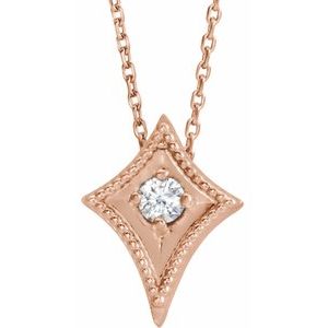 14K Rose 1/10 CTW Natural Diamond Kite 16-18″ Necklace