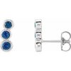 14K White Lab-Grown Blue Sapphire Ear Climbers