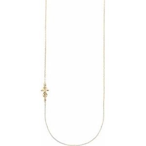 14K Yellow Infinity-Inspired Off-Center Sideways Cross 16″ Necklace