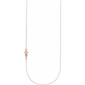 14K Rose Infinity-Inspired Off-Center Sideways Cross 16″ Necklace