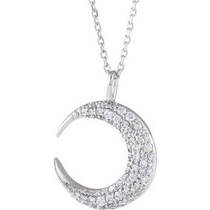 Platinum 1/3 CTW Natural Diamond Crescent Moon 16-18″ Necklace