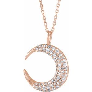 14K Rose 1/3 CTW Natural Diamond Crescent Moon 16-18″ Necklace