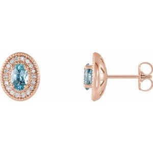 1/5 Ctw Natural Diamond And Natural Aquamarine Earrings