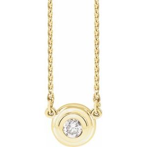 14K Yellow 1/4 CT Natural Diamond Bezel-Set Solitaire 18″ Necklace