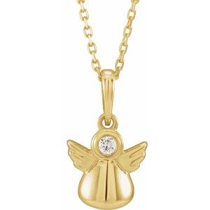 .03 Ct Natural Diamond Youth Angel Necklace