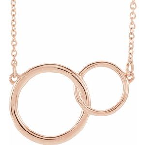 14K Rose Interlocking Circle 16-18″ Necklace