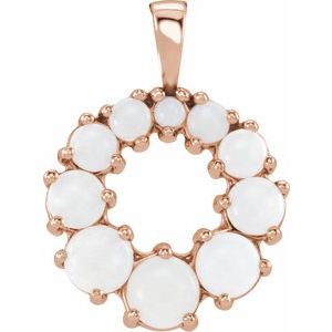 Natural White Opal Halo-Style Pendant