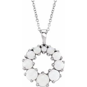 Natural White Opal Halo-Style Necklace