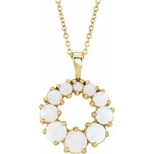 Natural White Opal Halo-Style Necklace