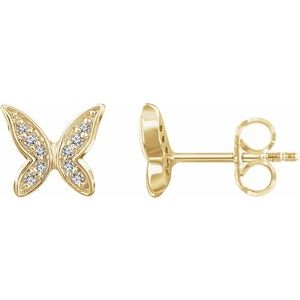 .07 Ctw Natural Diamond Butterfly Youth Earrings