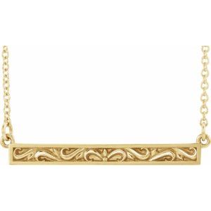 14K Yellow Sculptural Bar 16-18″ Necklace