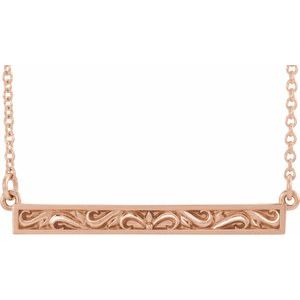 14K Rose Sculptural Bar 16-18″ Necklace