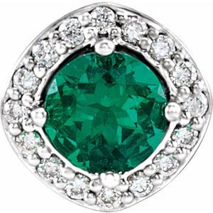 Lab-Grown Emerald And .08 Ctw Natural Diamond Pendant