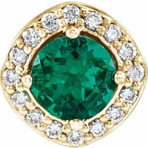 Lab-Grown Emerald And .08 Ctw Natural Diamond Pendant