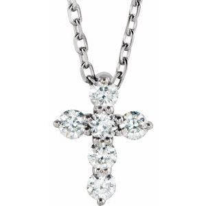 1/6 Ctw Natural Diamond Cross Necklace