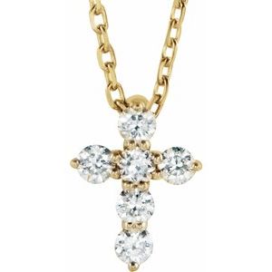 14K Yellow 1/6 CTW Natural Diamond Cross 16-18″ Necklace