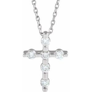 1/5 Ctw Natural Diamond Cross Necklace