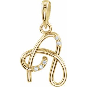 14K Yellow .025 CTW Natural Diamond Initial A Pendant