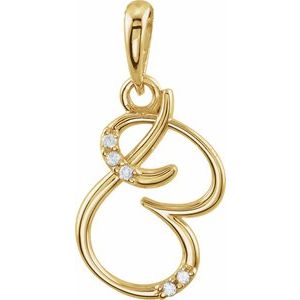 14K Yellow .025 CTW Natural Diamond Initial B Pendant