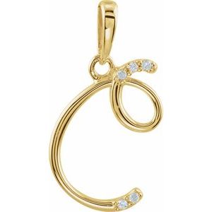 14K Yellow .025 CTW Natural Diamond Initial C Pendant