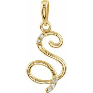 14K Yellow .025 CTW Natural Diamond Initial S Pendant