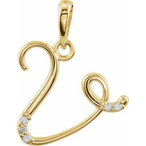 .025 Ctw Natural Diamond Initial Pendant