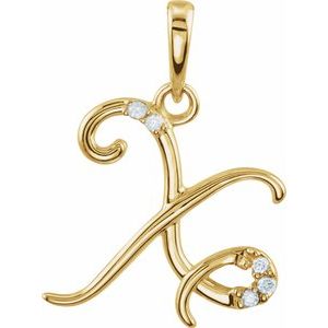 14K Yellow .025 CTW Natural Diamond Initial X Pendant