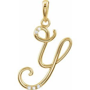 14K Yellow .025 CTW Natural Diamond Initial Y Pendant