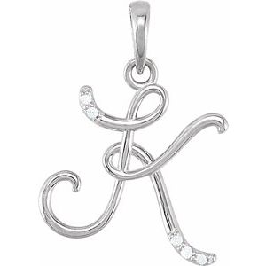 .025 Ctw Natural Diamond Initial Pendant