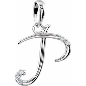 .025 Ctw Natural Diamond Initial Pendant