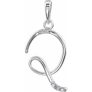 .025 Ctw Natural Diamond Initial Pendant