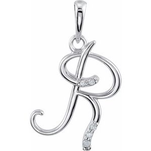 .025 Ctw Natural Diamond Initial Pendant