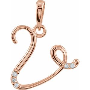 .025 Ctw Natural Diamond Initial Pendant