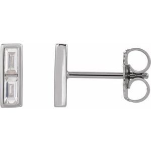 1/4 Ctw Natural Diamond Bar Earrings With Backs