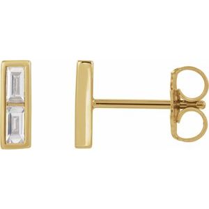 1/4 Ctw Natural Diamond Bar Earrings With Backs