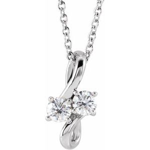 1/5 Ctw Natural Diamond 2-Stone Bypass Necklace