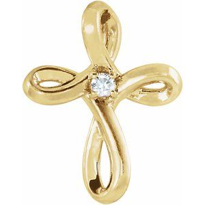 14K Yellow .015 CTW Natural Diamond Cross Pendant